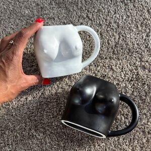 Set of 2 Sculptural Torso Mugs | Modern Body Art Coffee Cups